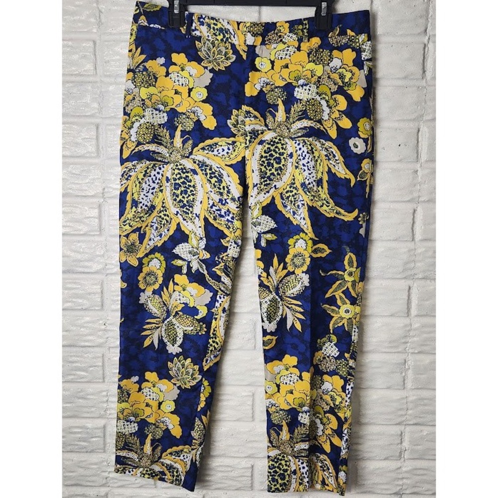 Banana Republic Floral Print Pants Blue Yellow Avery Women's size 6